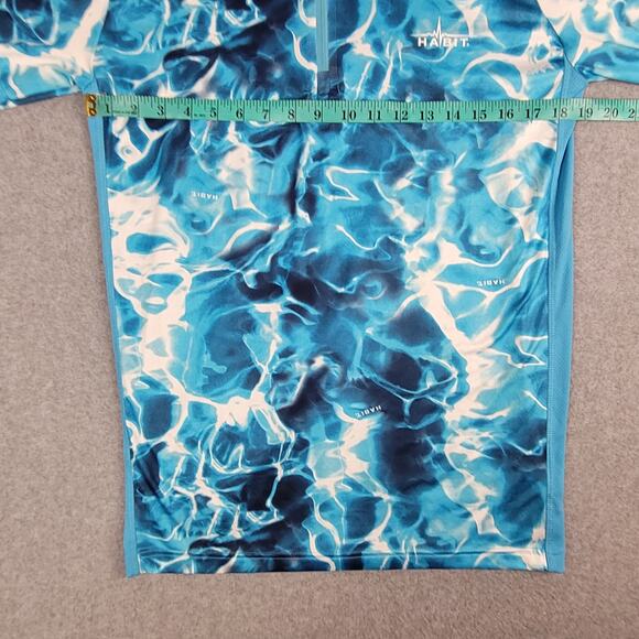 Habit Shirt Mens Small Sun Guard Long Sleeve 1/4 Zip Blue Waves 40+ Solar Factor - Picture 10 of 11